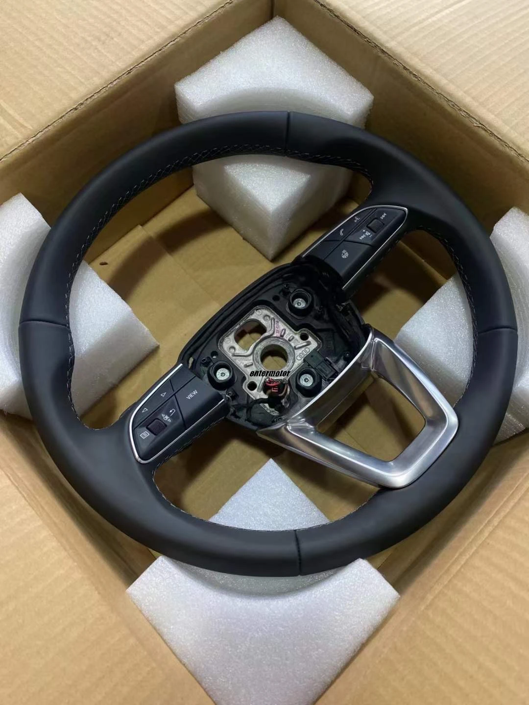 Entermotor 10 Heated Steering Wheel Round Leather For Audi Q3 Q5 Q7 Q8